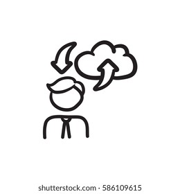 Cloud computing vector sketch icon isolated on background. Hand drawn Cloud computing icon. Cloud computing sketch icon for infographic, website or app.