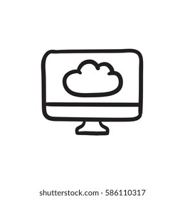 Cloud computing vector sketch icon isolated on background. Hand drawn Cloud computing icon. Cloud computing sketch icon for infographic, website or app.