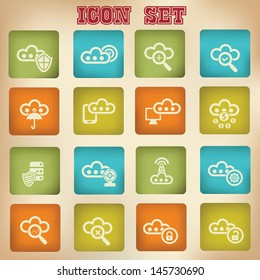 Cloud computing vintage icons,Set 2,vector