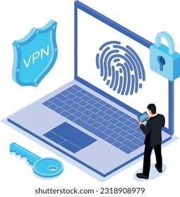 Cloud computing VPN security abstract concept illustration	