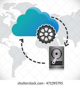 cloud computing web hosting data center security system technology icon set. Colorful and flat design. Vector illustration