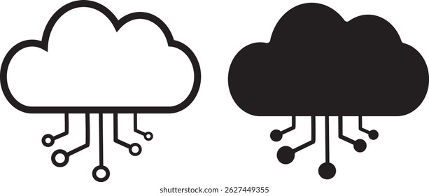 Cloud computing web icon set. cloud computing vector icon . isolated, transparent. Cloud shapes collection vactor, cloud sign and symbol illustration,
