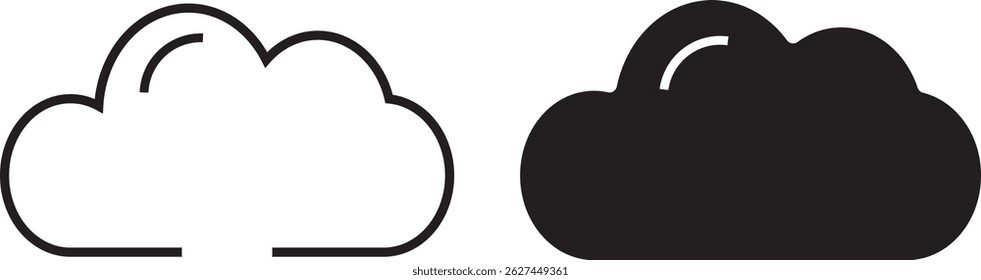 Cloud computing web icon set. cloud computing vector icon . isolated, transparent. Cloud shapes collection vactor, cloud sign and symbol illustration,
