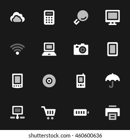 Cloud computing web icons set. Electronics and computers mobile symbols.