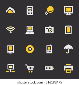 Cloud computing web icons set. Electronics and computers mobile symbols.