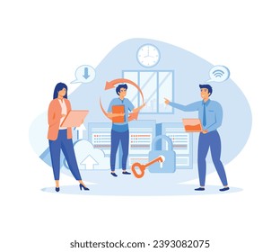 Cloud Computing. Web cloud technology, data storage, hosting, connection. Working process, teamwork communication. lat vector modern illustration 