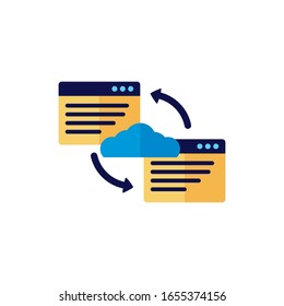 cloud computing with webpage templates flat style vector illustration design