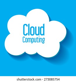 Cloud Computing white on the blue sky background