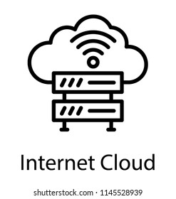 Cloud computing with wifi hotspot and database server, internet cloud icon 