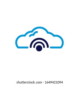 cloud computing with wifi signal lineal color style vector illustration design