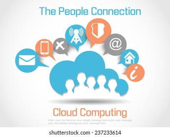 CLOUD COMPUTING WORLD PEOPLE CONNETTING WHITE ORANGE