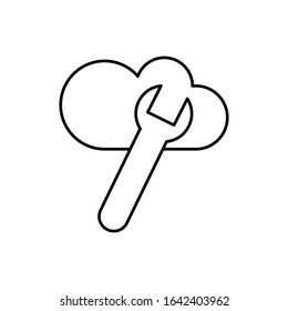Cloud computing  with  wrench, SEO icon. Simple line, outline vector elements of commerce icons for ui and ux, website or mobile application