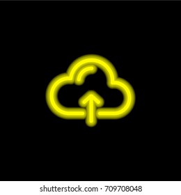 Cloud computing yellow glowing neon ui ux icon. Glowing sign logo vector