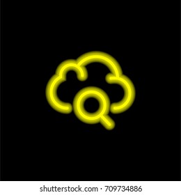 Cloud computing yellow glowing neon ui ux icon. Glowing sign logo vector