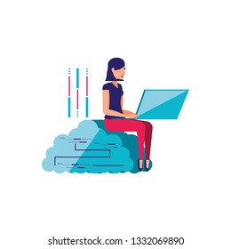 cloud computing with young woman