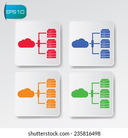 Cloud computing,Database icon on buttons,clean vector