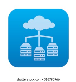 Cloud computing,Database,network server icon on blue background,clean vector
