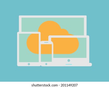 Cloud concept design with devices - vector template