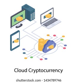 
Cloud concurrency isometric vector illustration 
