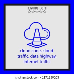 cloud cone, cloud traffic, data highway  vector icon