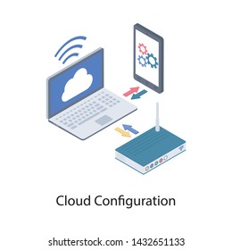 
Cloud configuration icon in isometric 
