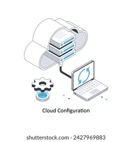 Illustration der isometrischen Bestände der Cloudkonfiguration. EPS-Datei - Bestandsimulation