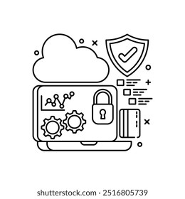 Icono de esquema de configuración de nube, Ilustración vectorial