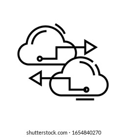 Icono de línea de configuraciones de nube, signo de concepto, ilustración de vector de esquema, símbolo lineal.