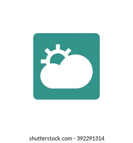 Cloud configure icon, on green rectangle background, white outline