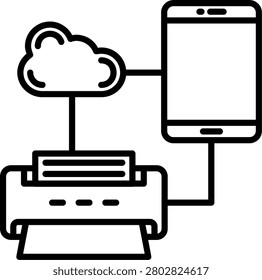 Cloud Connect With Fax Line Icon Vector Design