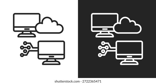 cloud connect Icon In Black And White Line Style