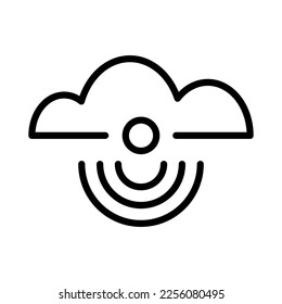 Cloud connect icon line isolated on white background. Black flat thin icon on modern outline style. Linear symbol and editable stroke. Simple and pixel perfect stroke vector illustration