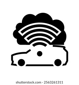 cloud connected car autonomous vehicle glyph icon vector. cloud connected car autonomous vehicle sign. isolated symbol illustration