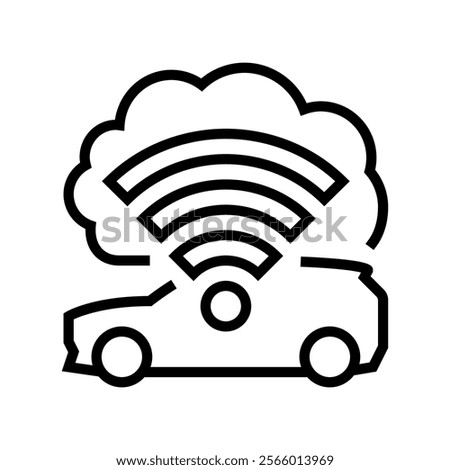 cloud connected car autonomous vehicle line icon vector. cloud connected car autonomous vehicle sign. isolated contour symbol black illustration