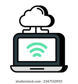 Cloud connected device icon, editable vector