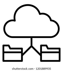 Cloud connected to folders is icon for cloud storage