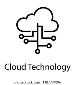 Cloud Connected With Network Nodes, Cloud Technology 