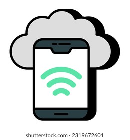 Cloud connected phone icon, editable vector