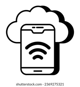 Cloud connected phone icon, editable vector