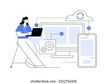 Cloud connection abstract concept vector illustration. Connectivity method, remote central storage, online data transfer, database connection, internet, secure cloud service abstract metaphor.