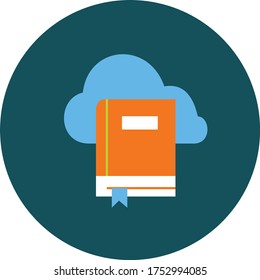 cloud connection with book icon vector illustration. Trendy icon on Green background for web  and mobile graphic.