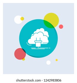 Cloud, connection, energy, network, power White Glyph Icon colorful Circle Background