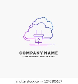 Cloud, connection, energy, network, power Purple Business Logo Template. Place for Tagline