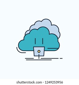 Cloud, connection, energy, network, power Flat Icon. green and Yellow sign and symbols for website and Mobile appliation. vector illustration