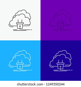 Cloud, connection, energy, network, power Icon Over Various Background. Line style design, designed for web and app. Eps 10 vector illustration