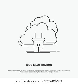 Cloud, connection, energy, network, power Icon. Line vector gray symbol for UI and UX, website or mobile application