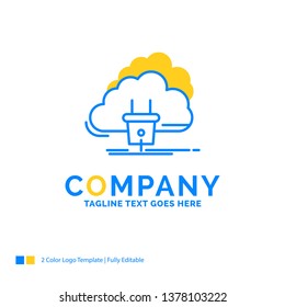 Cloud, connection, energy, network, power Blue Yellow Business Logo template. Creative Design Template Place for Tagline.