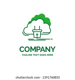 Cloud, connection, energy, network, power Flat Business Logo template. Creative Green Brand Name Design.