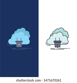 Cloud, connection, energy, network, power Flat Color Icon Vector