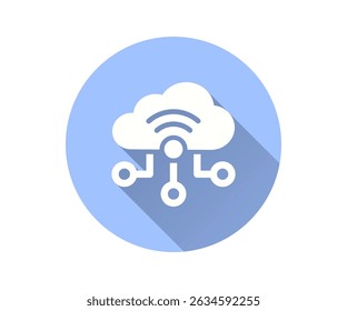 Cloud connection flat icon. Simple illustration with long shadow for graphic and web design.